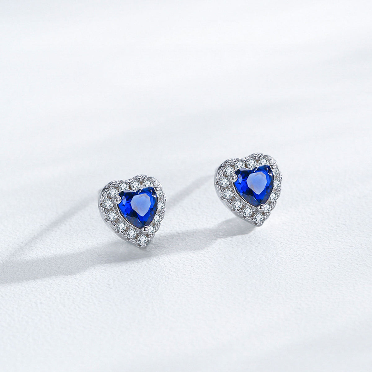 Conjunto de collar y pendientes Corazón Azul de Plata
